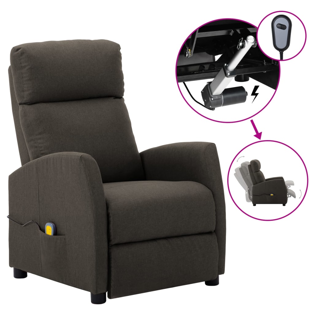 vidaXL Massage Recliner Chair Electric Push Cozy Armchair for Elderly Fabric