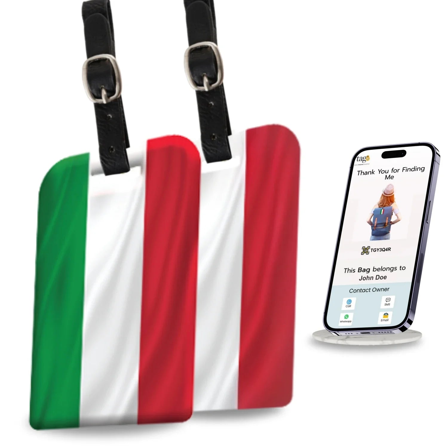 Smart Bag Security Tag - Italy Flag [Pack 2]