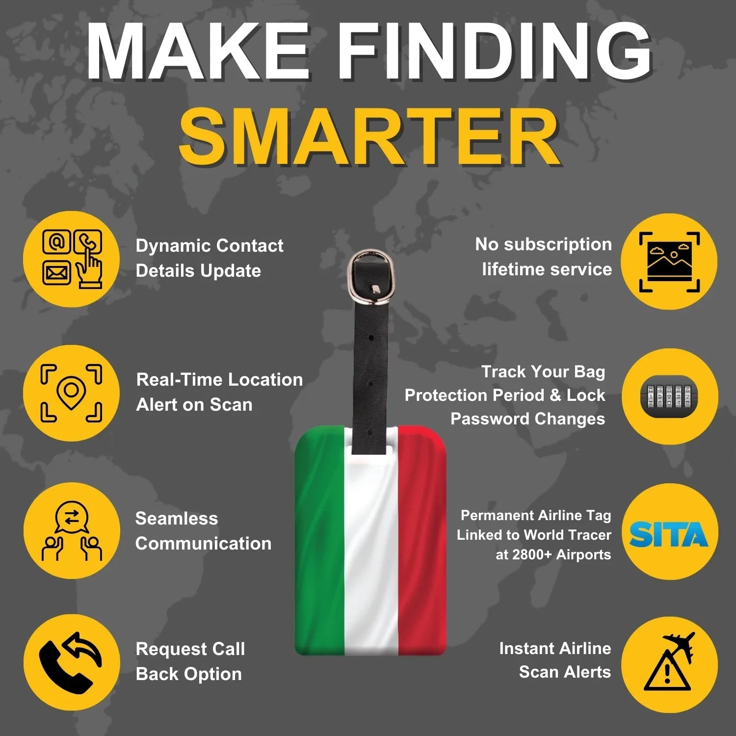 Smart Bag Security Tag - Italy Flag [Pack 2]