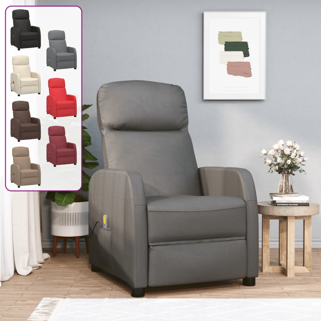 vidaXL Massage Reclining Chair Leisure Recliner for Home Theater Faux Leather